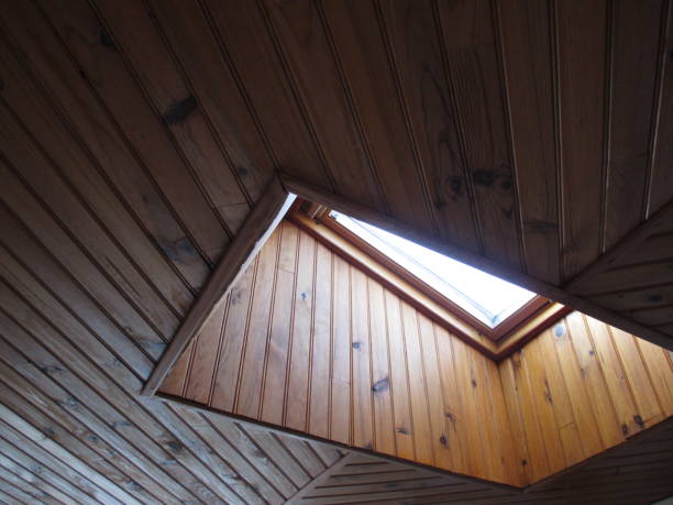 istock Pine Paneling Veranda Ceiling  Roof window 862637732
