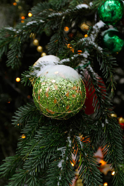 istock Green ball hanging on a branch 862638680