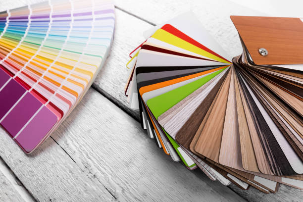 istock interior design - color and wood material samples on the table 862642518