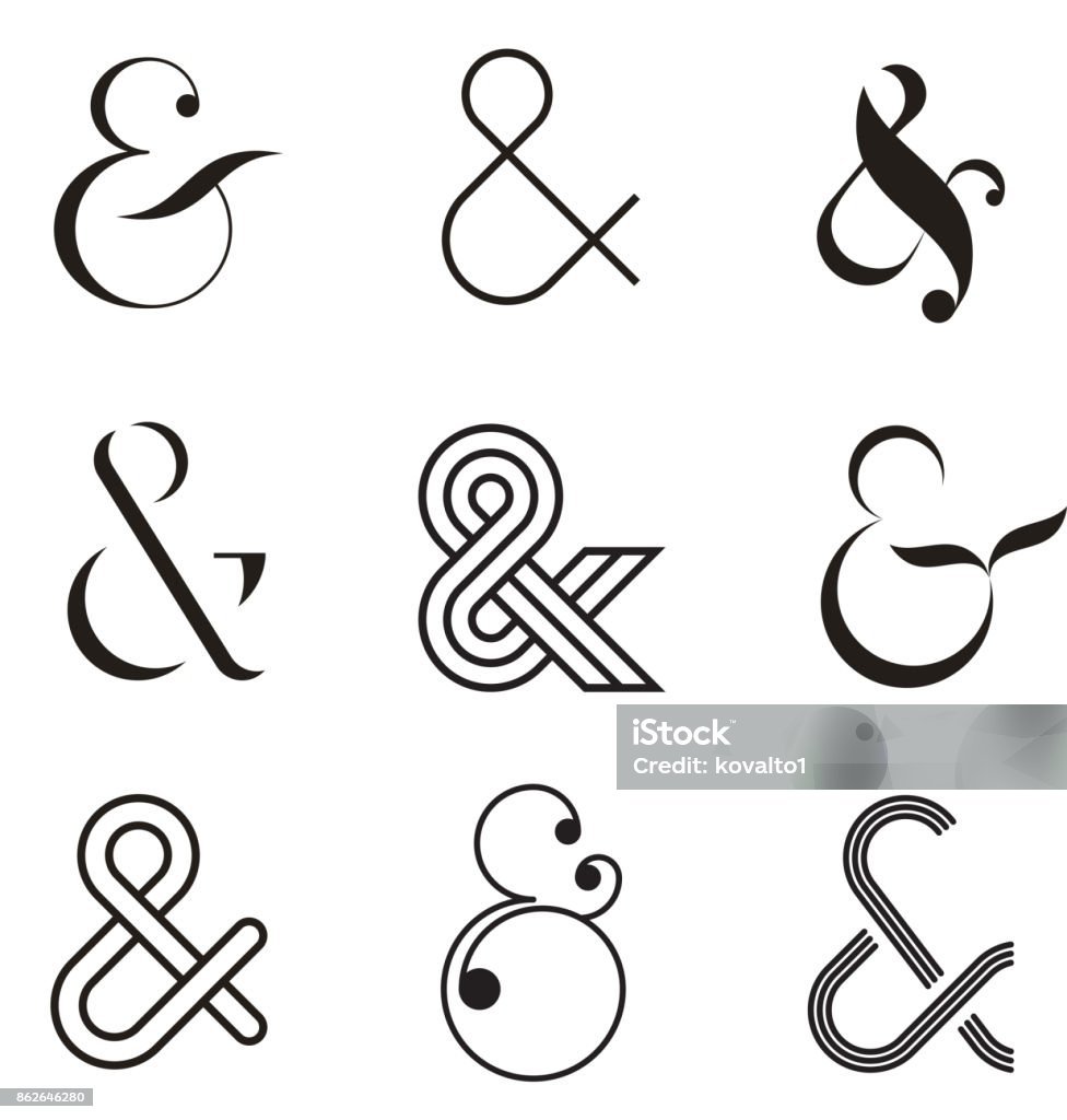 Ampersand collection Vector illustration isolated on white background Ampersand stock vector