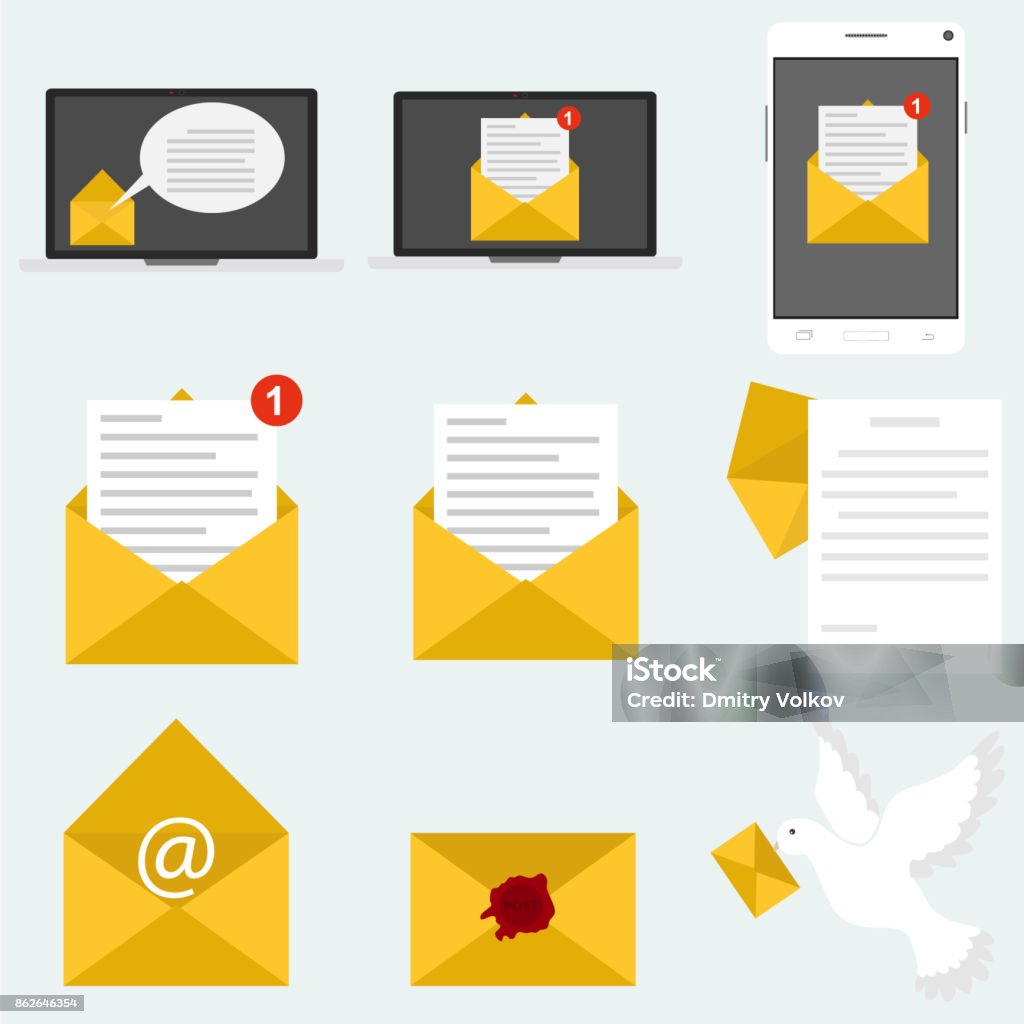 Mail Letters Visual Mail Message Letter Stock Illustration - Download Image Now - Abstract ...