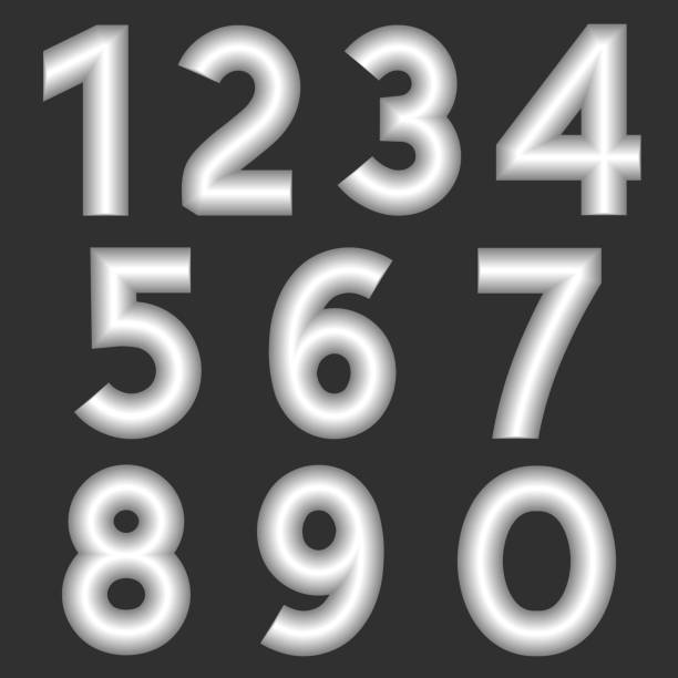 istock A complete set of numbers made from silver thick wire with a matte surface. Font is isolated by a gray background. Numbers  are made in 3D shapes with smooth edges. Vector illustration. 862646456