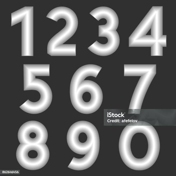 Numbers With Edge A Complete Set Of Numbers Made From Silver Thick Wire With A Matte ...