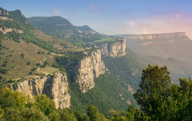 Cliffs at the edge of a mountain stock photo