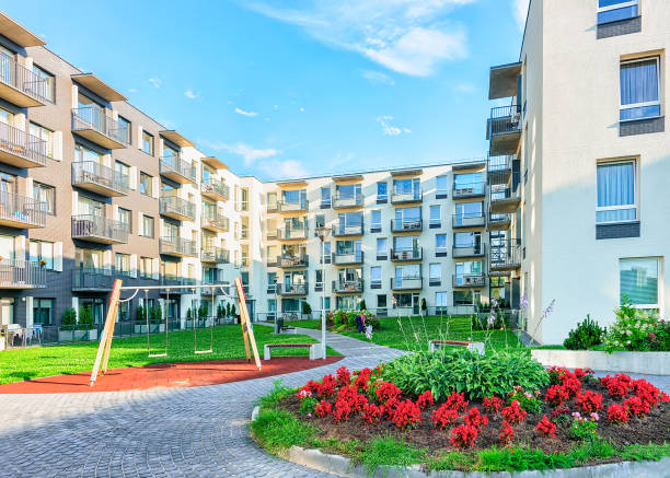 istock New apartment buildings with flowerpot 862649458