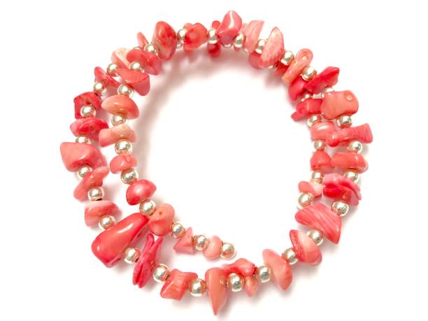 Coral bracelet on white background isolated stock photo