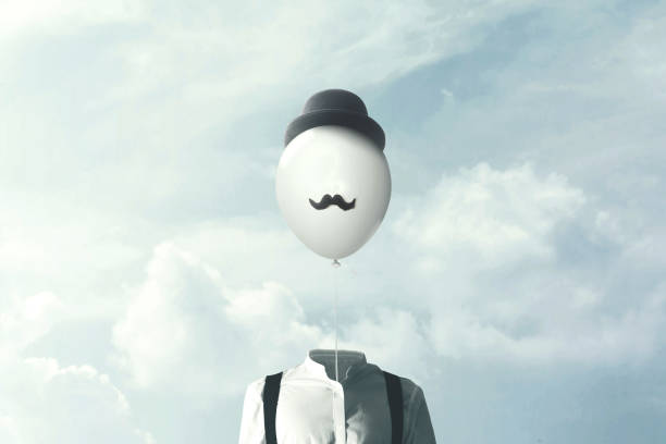 istock surreal man with big black balloon suspended over his head 862656852
