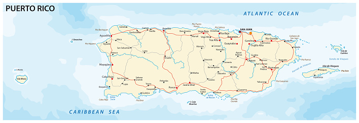 Puerto Rico Ruta Ilustración de Mapa De Carreteras De Puerto Rico y más Vectores Libres ...