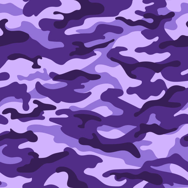 военный камуфляж бесшовный узор, фиолетовый монохромный. вектор - femininity pattern female backgrounds stock illustrations