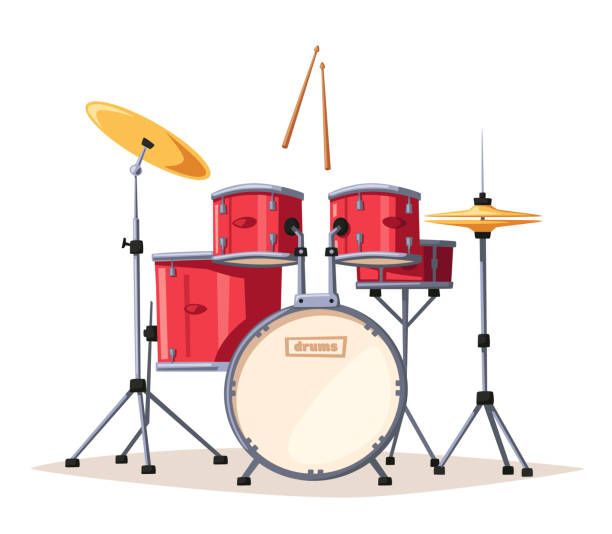 illustrations, cliparts, dessins animés et icônes de tambours. musique rock. illustration de vecteur de dessin animé. - drum