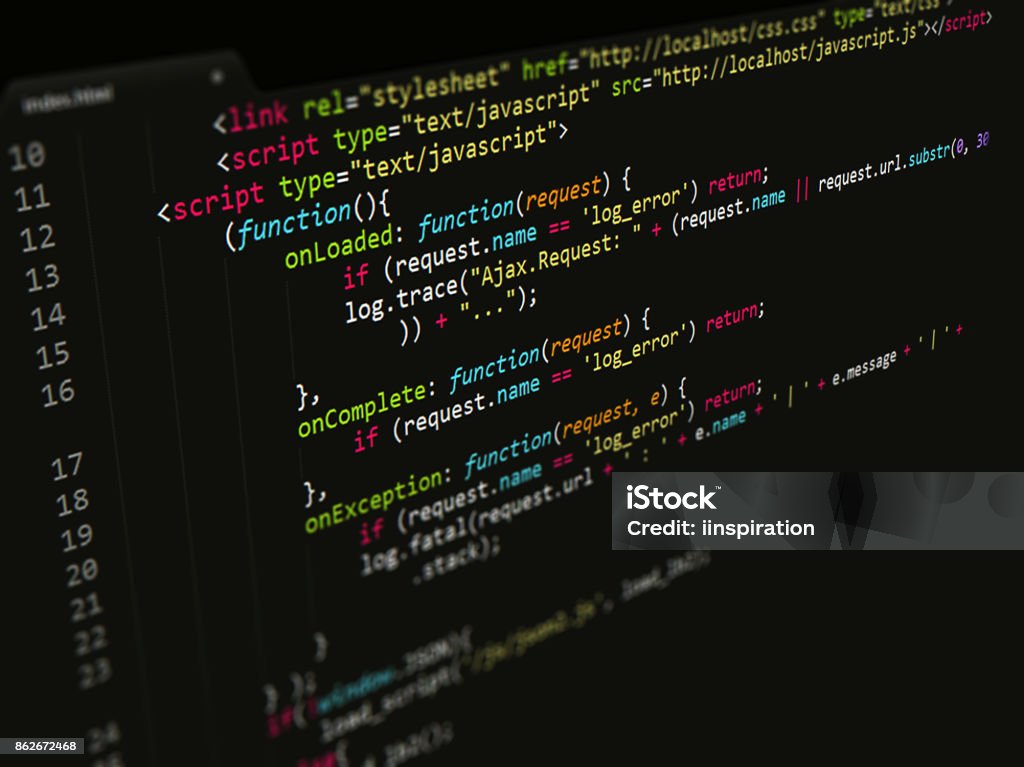 Javascript Code In Text Editor Web Page Internet Technology Stock Photo ...
