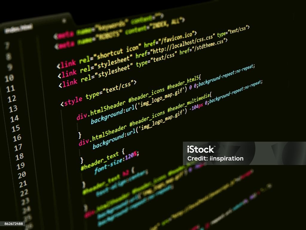 Webpage Html Code In Text Editor Web Page Internet Technology Stock ...