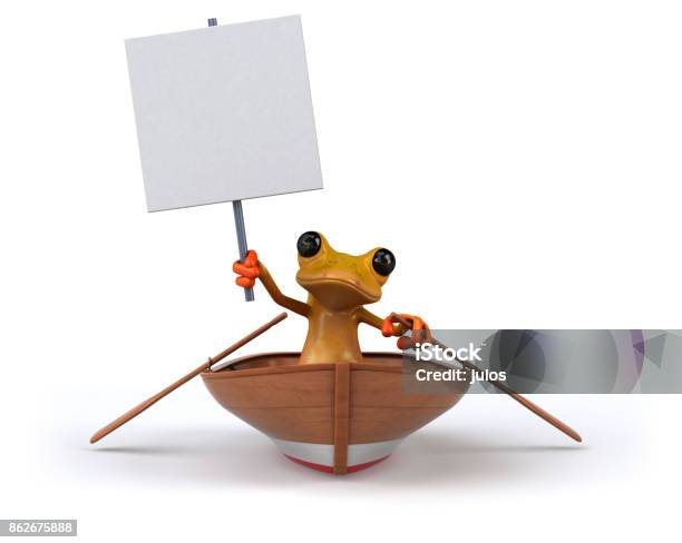 Fun Frog 3d Illustration Stock Photo - Download Image Now - Amphibian, Animal, Environment