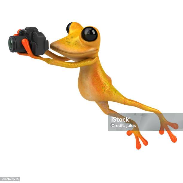 Fun Frog 3d Illustration Stock Photo - Download Image Now - Amphibian, Animal, Environment