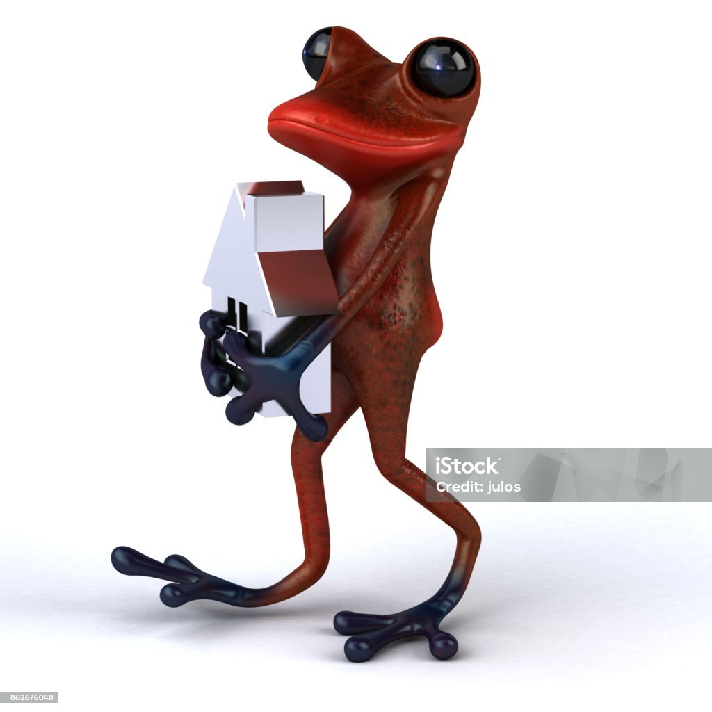 Fun frog- 3D Illustration Amphibian Stock Photo