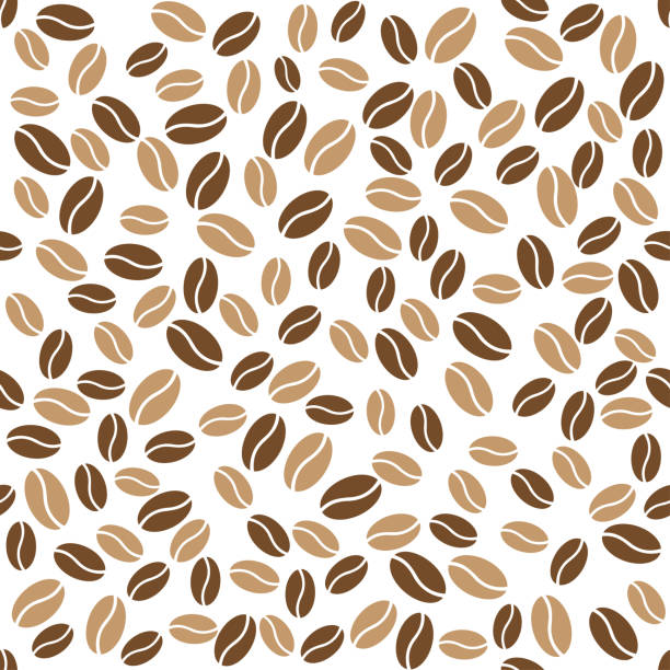 Abstract coffee beans pattern white background Abstract coffee beans pattern on white background. Vector illustration coffee background stock illustrations