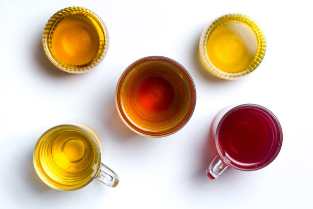 istock Various herbal tea in glass cups on white 862676546
