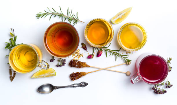 istock Herbal tea collection glasses on white background 862677024