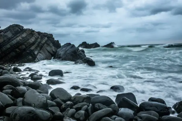 Photo of Rock formation at Crescent Head from a nearby beach in Australia