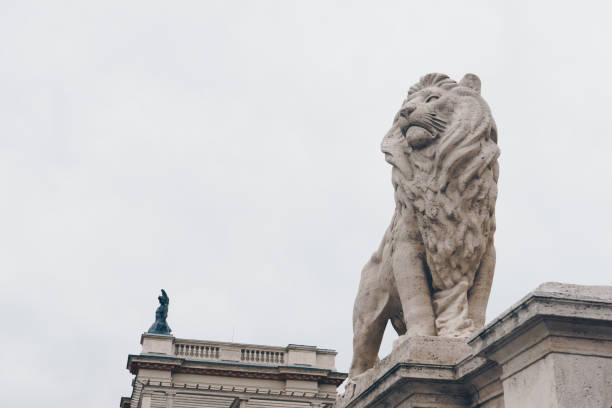 istock Lion on Chain Bridge on the Danube River in Budapest, Hungary 862684072