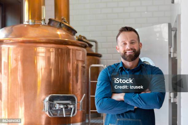 The Master Brewer In His Micro Brewery Stock Photo - Download Image Now - Brewery, Owner, Business