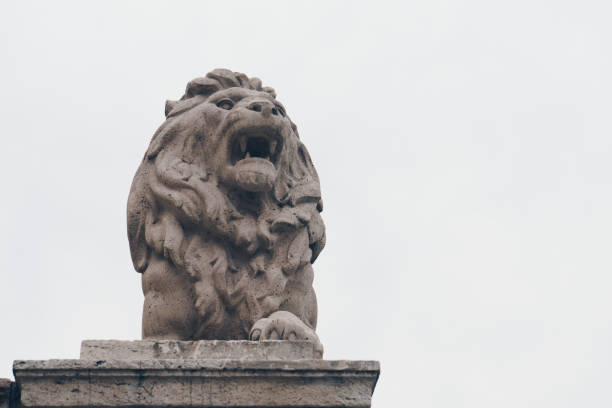 istock Lion on Chain Bridge on the Danube River in Budapest, Hungary 862684784