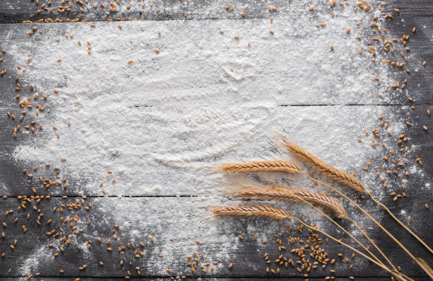 istock Baking concept on wood background, sprinkled flour with copy space 862688308