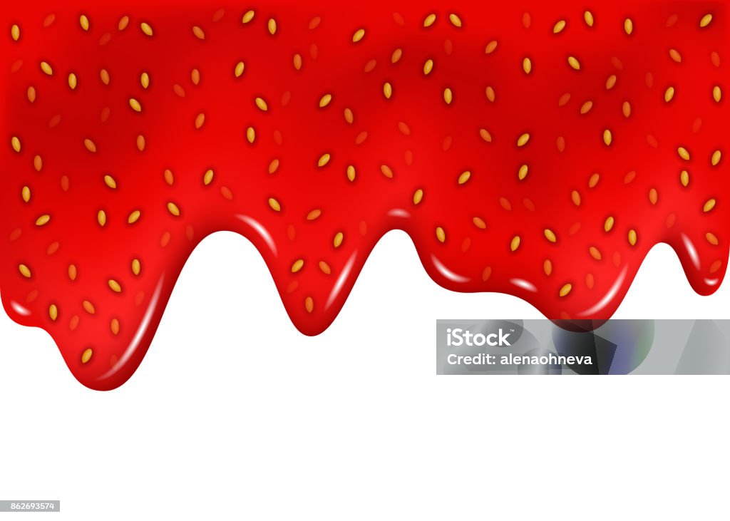 Raspberry  or strawberry dripping sweet jam. Raspberry  or strawberry dripping sweet jam on white background.  Realistic 3d vector flowing delicious  syrup. Backgrounds stock vector