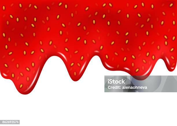 Raspberry Or Strawberry Dripping Sweet Jam Stock Illustration - Download Image Now - Backgrounds, Preserves, Spilling