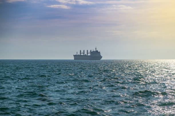 istock Container transport ship in the open sea 862693796