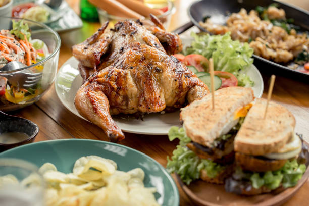 istock Grilled chicken are placed on the table with foods. 862698660