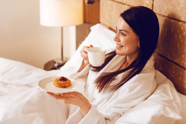 istock Positive delighted guest having dessert for breakfast 862707544