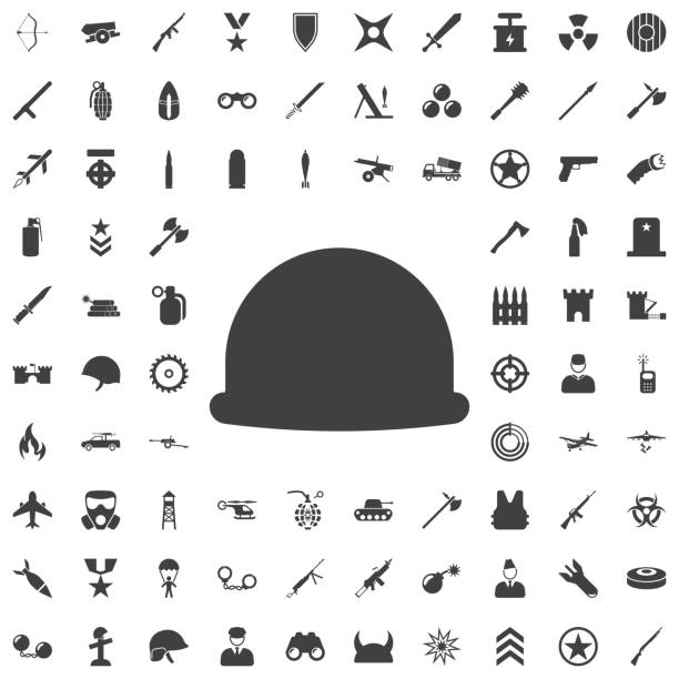 illustrations, cliparts, dessins animés et icônes de icône de casque de soldat - military rank badge marines
