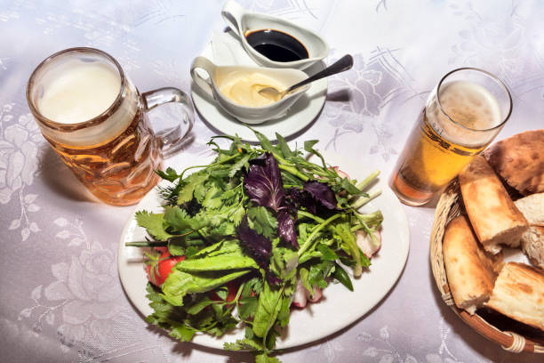 istock Bowls of beer with fresh vegetables and aromatic sauces 862709128