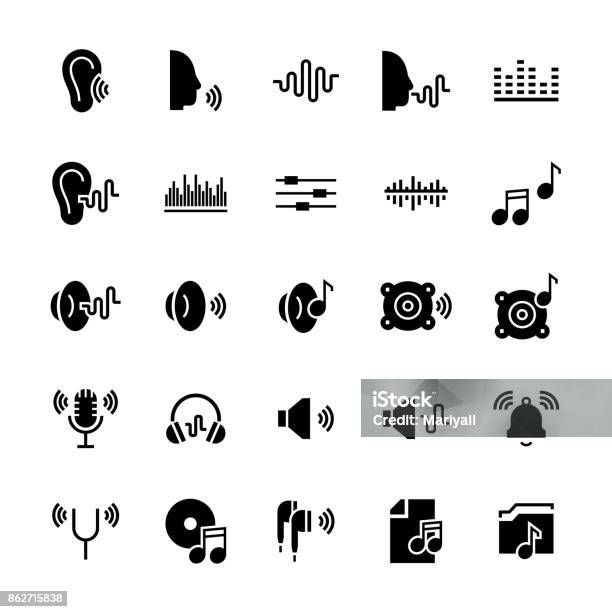 Icon Set Of Acoustics And Sound In Flat Style Vector Symbols Stock Illustration - Download Image Now