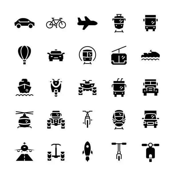 Vector illustration of Transportation icons set in flat style.