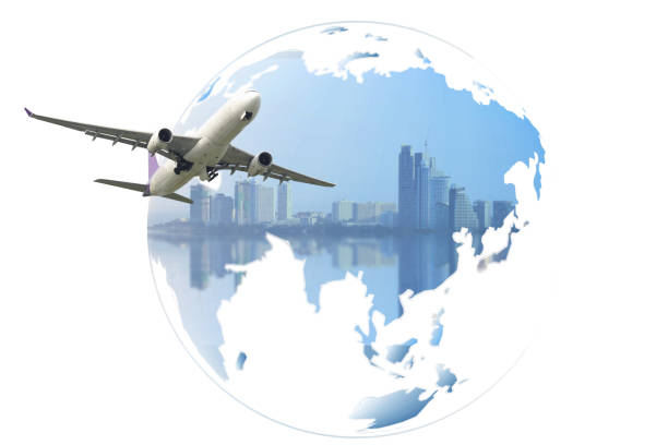 istock airplane flying around the world 862720614