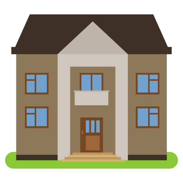istock Private house with a orange roof and yellow walls on a white background 862722286