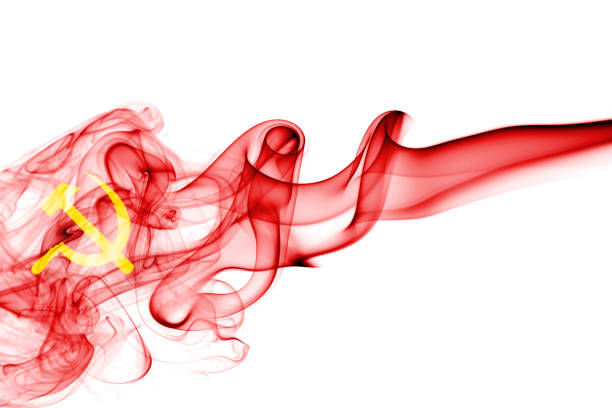 istock Communist national smoke flag 862728492
