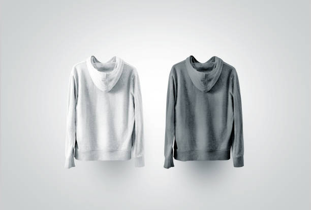 istock Blank black and white sweatshirt mockup set, back side view 862731798