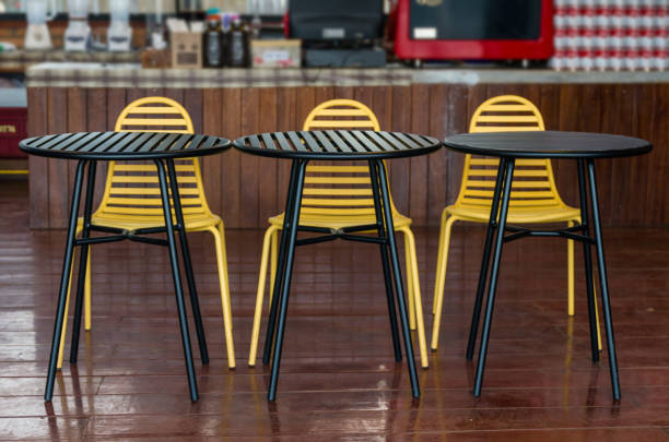 interior and decoration of a coffee shop - coffee time restaurant imagens e fotografias de stock