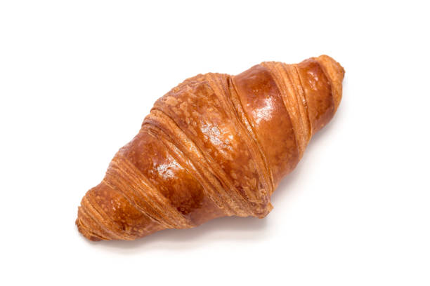 istock Fresh croissant isolated on white background, top view 862739060