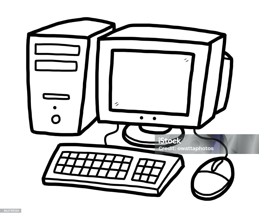Computer Stock Illustration - Download Image Now - CPU, Cartoon, Computer -  iStock