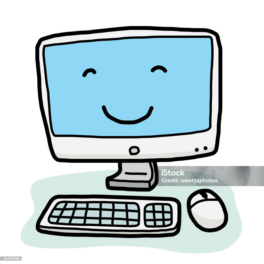 Modern Computer Cartoon Stock Illustration - Download Image Now - Computer,  Cartoon, Animal Head - iStock