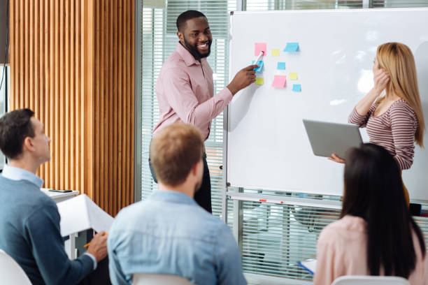 istock Attentive woman controlling group presentation 862739872