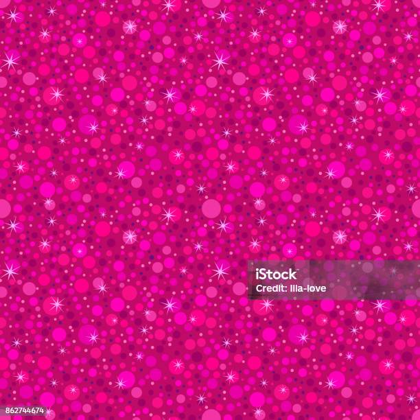 Pink Glitter Seamless Pattern Abstract Texture Background Whit Dots Shiny Holidays Background Stock Illustration - Download Image Now