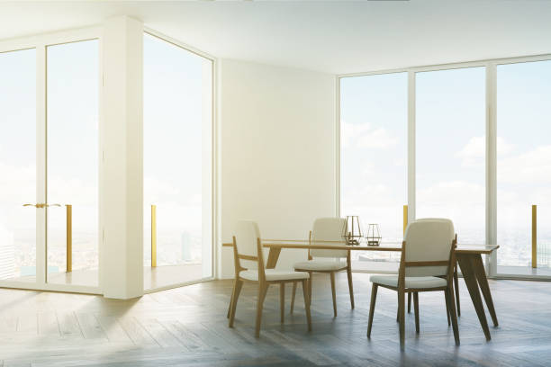 istock White dining room, white and wooden chairs toned 862745096