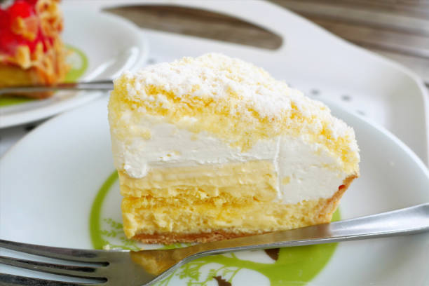 istock Close up japanese fresh cheese cake on white plate background 862745644