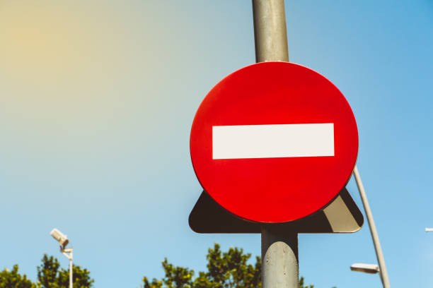 istock round sign of forbidden meaning on a blue sky 862755338