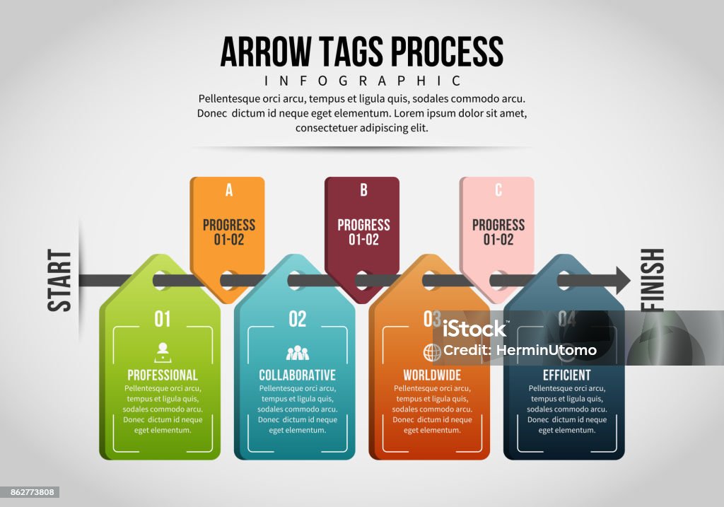 Process Opening Point Tags Arrow Tags Process Infographic Stock Illustration - Download Image Now ...